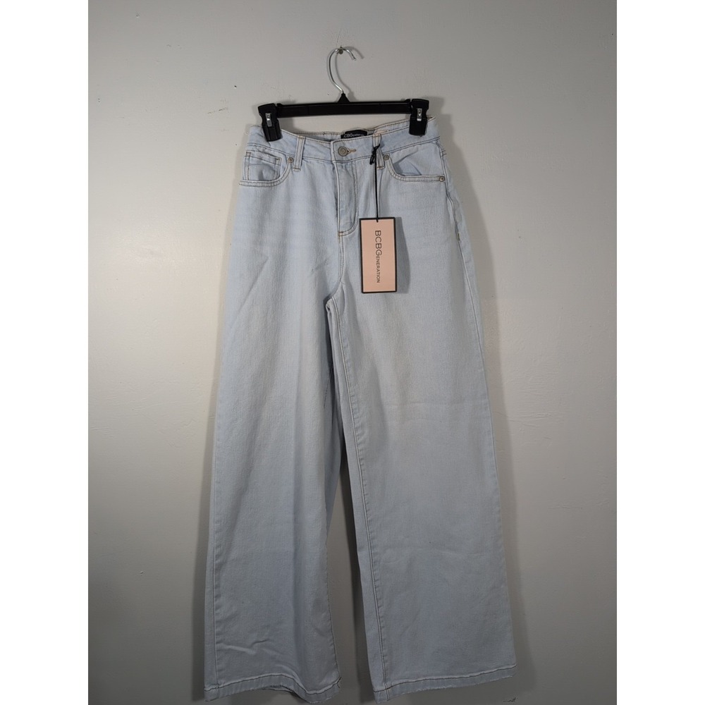 BCBGeneration Wide Leg High Waist Jeans Light Wash 5/27 New